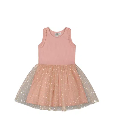 DEUX PAR DEUX DEUX PAR DEUX GIRLS' BI-MATERIAL DRESS WITH PRINTED DOTS ON MESH SKIRT WARM - BIG KID