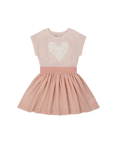 Deux Par Deux Girls' Crinkle Dress With Applique Light - Little Kid In Light Old Pink