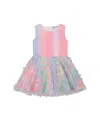 Deux Par Deux Girl's Milano Dress With Printed Mesh Skirt Multicolored With Butterflies In Multicolored With Butterflies
