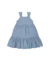 Deux Par Deux Girls' Multi-tiered Eyelet Dress - Little Kid In Gray Blue