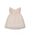 Deux Par Deux Girls' Printed Dress With Frills - Baby In Pale Pink And Flowers
