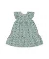 Deux Par Deux Girls' Printed Organic Cotton Dress - Big Kid In Small Turquoise Flowers