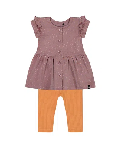 DEUX PAR DEUX DEUX PAR DEUX GIRLS' PRINTED ORGANIC COTTON DRESS AND SOLID LEGGINGS SET - BABY