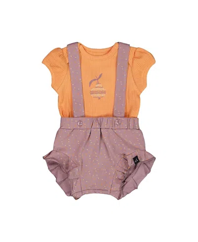 DEUX PAR DEUX DEUX PAR DEUX GIRLS' PRINTED ORGANIC COTTON ONESIE AND SHORTALL SET - BABY