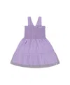 Deux Par Deux Girls' Smocked Organic Cotton Dress With Mesh Frill - Big Kid In Lilac