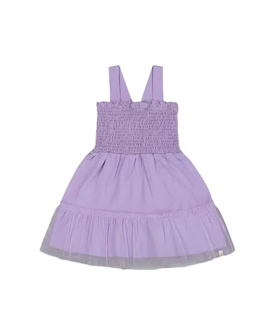 DEUX PAR DEUX DEUX PAR DEUX GIRLS' SMOCKED ORGANIC COTTON DRESS WITH MESH FRILL - BIG KID