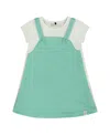 Deux Par Deux Girls' Terry Cloth Dress - Baby In Turquoise And Off-white