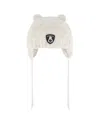 Deux Par Deux Unisex Knit Hat With Ears Off - Baby In Whisper White