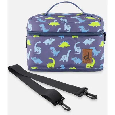 Deux Par Deux Kids'  Dinos Durable Spacious Lunch Box In Blue
