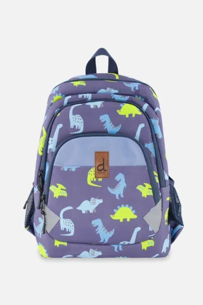 Deux Par Deux Little Kids Backpack Blue Printed Dinos
