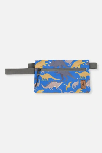 Deux Par Deux Kids'  Dinosaur Graphic Durable Double-compartment Pencil Case In Blue Dinosaur Print