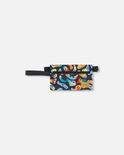 Deux Par Deux Kids' Double Pencil Case Smiley Face Boy In Multi