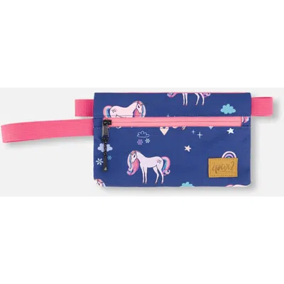 Deux Par Deux Kids'  Double Pencil Case Unicorn In Blue