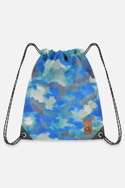 Deux Par Deux Kids' Drawstring Bag Blue And Grey Camouflage In Multi