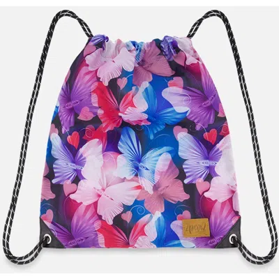 Deux Par Deux Kids'  Drawstring Bag Butterfly In Black