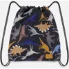 Deux Par Deux Drawstring Bag Dinosaur In Black