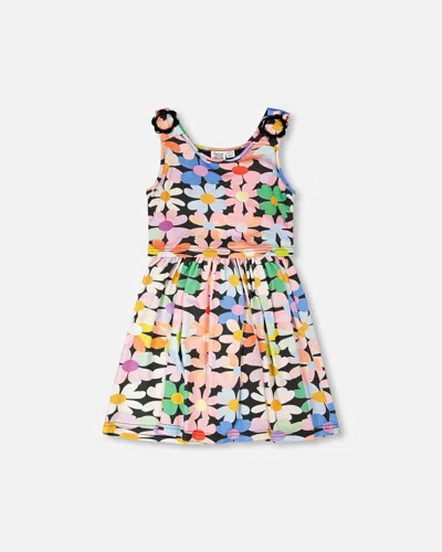Deux Par Deux Kids'  Sleeveless Flowers Dress In Multi