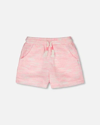 Deux Par Deux Kids'  Elastic Waist Jacquard Knit Shorts In Pink