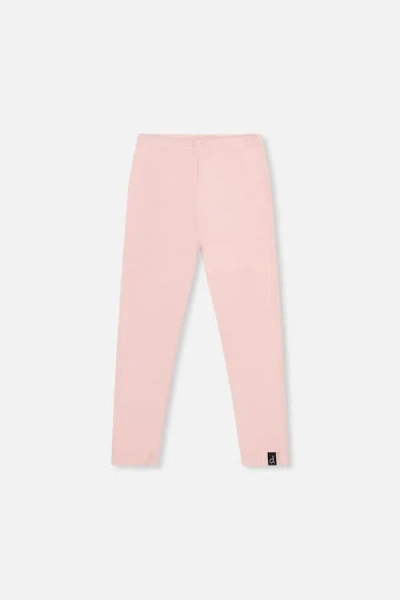 Deux Par Deux Kids'  Elastic Waist Rib Logo Patch Leggings In Pink