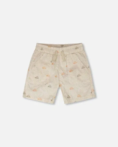 Deux Par Deux Kids'  Elastic Waist Safari Poplin Shorts In Brown