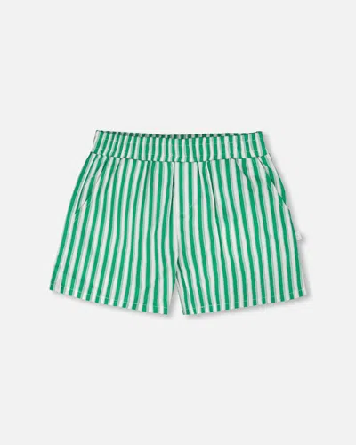 Deux Par Deux Kids'  Elastic Waist Slant Pockets Striped Shorts In Multi