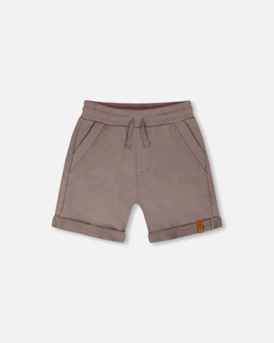 Deux Par Deux Kids'  Elastic Waistband Slant Pockets French Terry Shorts In Brown