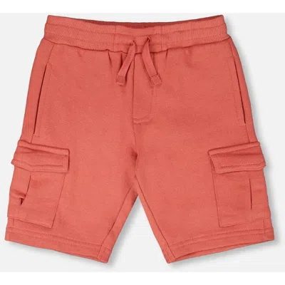 Deux Par Deux Kids'  Elastic Waistband Slit And Cargo Pockets French Terry Shorts In Brown