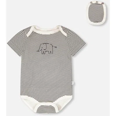 Deux Par Deux Babies'  Evolutive Jersey Stripes Bodysuit In Black
