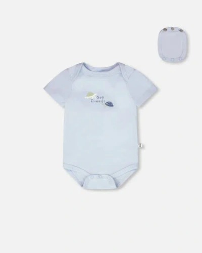 Deux Par Deux Babies'  Evolutive Organic Cotton Jersey Bodysuit In Blue