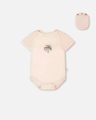 Deux Par Deux Babies'  Evolutive Organic Cotton Jersey Printed Palm Tree Bodysuit In Pink