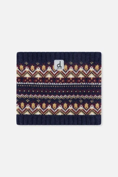 Deux Par Deux Babies'  Fair Isle Jacquard Fleece-lined Knit Neckwarmer In Blue