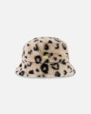 Deux Par Deux Fake Fur Bucket Hat In Animal Print