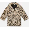 Deux Par Deux Fake Fur Long Coat Leopard In Brown
