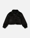 Deux Par Deux Kids'  Fake Fur Short Jacket In Black