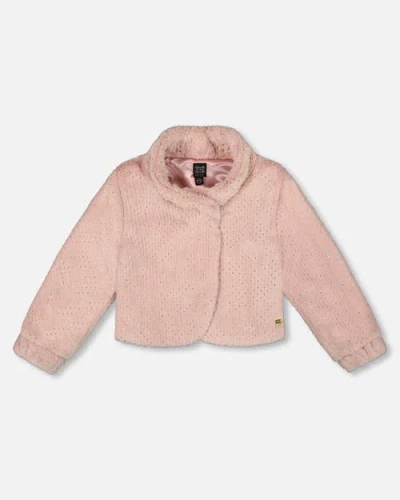 Deux Par Deux Kids'  Fake Fur Short Jacket In Pink