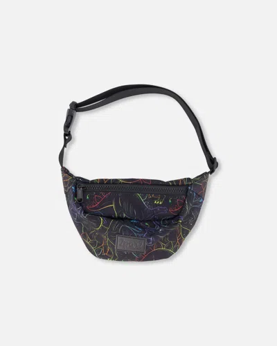 Deux Par Deux Kids' Fanny Pack Black Dinosaur Print In Multi