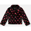 Deux Par Deux Faux Fur Short Coat With Hearts In Black