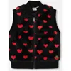 Deux Par Deux Faux Fur Sleeveless Vest With Hearts In Black