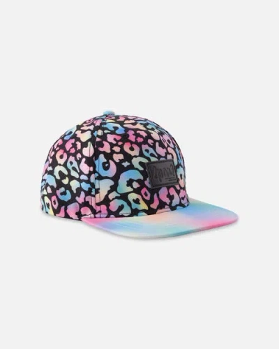 Deux Par Deux Kids'  Flat Brim Animal Cap In Black