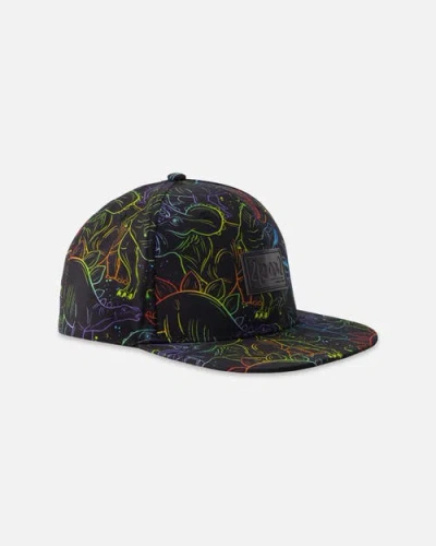 Deux Par Deux Babies'  Flat Brim Dinosaur Print Cap In Multi