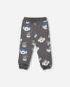 Deux Par Deux Fleece Sweatpants Dog In Gray