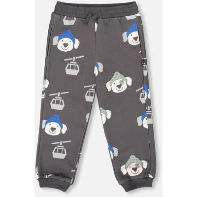 Deux Par Deux Kids'  Fleece Sweatpants Dog In Gray