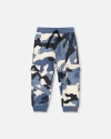 Deux Par Deux Fleece Sweatpants With Cargo Pockets In Blue