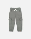 Deux Par Deux Fleece Sweatpants With Cargo Pockets In Green
