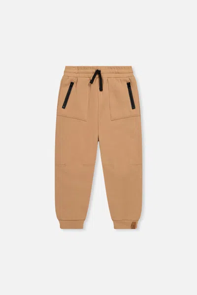 Deux Par Deux Kids' Fleece Sweatpants With Pockets Brown Tannin
