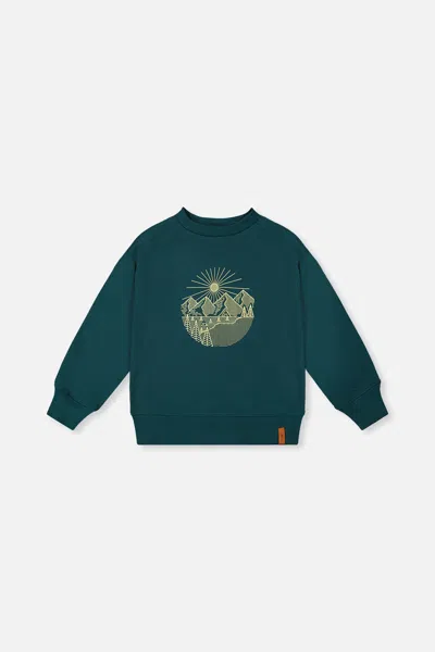 Deux Par Deux Kids' Fleece Sweatshirt Green Forest