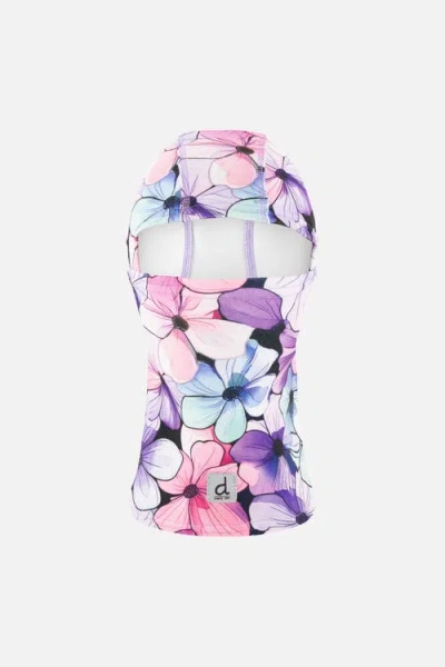 Deux Par Deux Kids'  Floral Brushed Jersey Reflective Stretch Balaclava In Pink