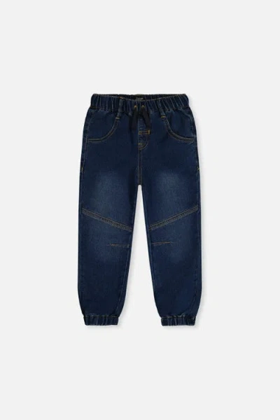 Deux Par Deux Kids'  French Terry Denim Relaxed Jogger Pants In Blue