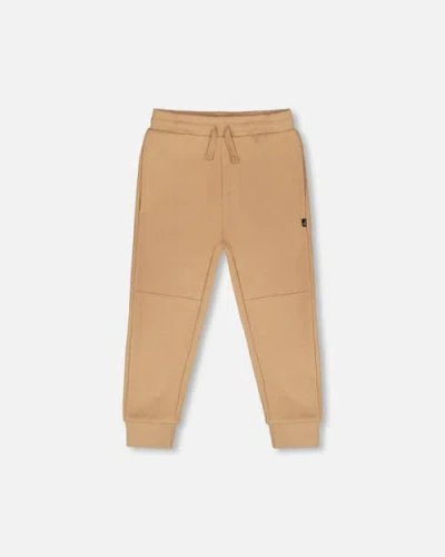 Deux Par Deux Kids'  French Terry Elastic Waist Sweatpants In Brown