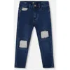 Deux Par Deux French Terry Pants With Contrasting Patch In Blue
